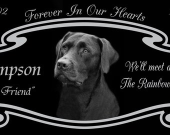 12 x 6 Laser Engraved Granite Pet Memorial Grave Marker Sampson