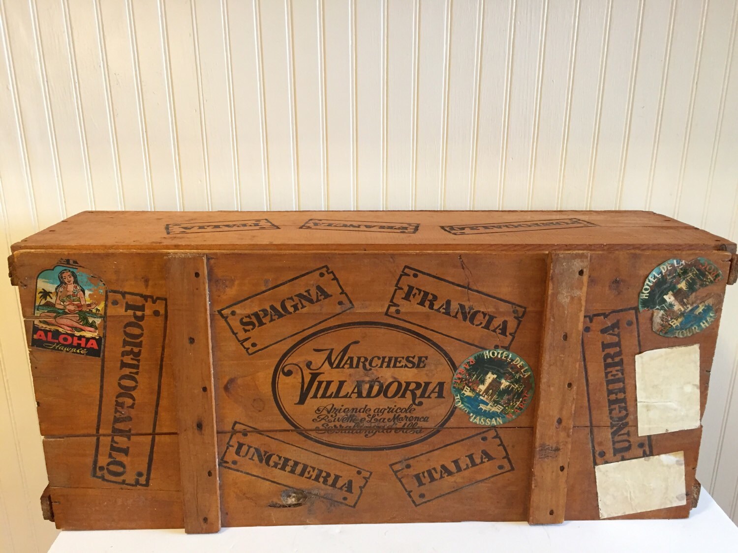 ITALIAN WINE CRATE Vintage Wine Box Travel Stickers Marchese