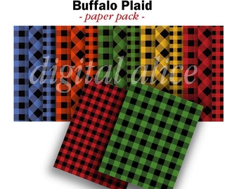 CHRISTMAS BUFFALO PLAID Papers - Buffalo Checks and Xmas Plaids - Digital Paper Pack -15 Plaid Printable Papers,Instant Download Digital