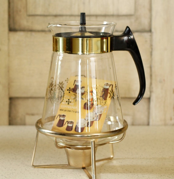 SALE Vintage Pyrex Coffee Pot with Lid and Tripod and