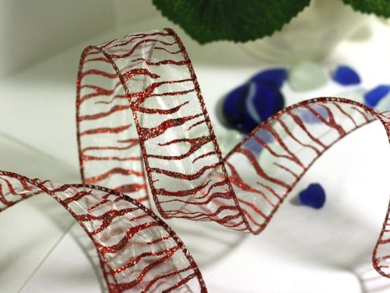 items similar to red zebra christmas ribbon sheer wire items similar to red zebra christmas ribbon sheer wire