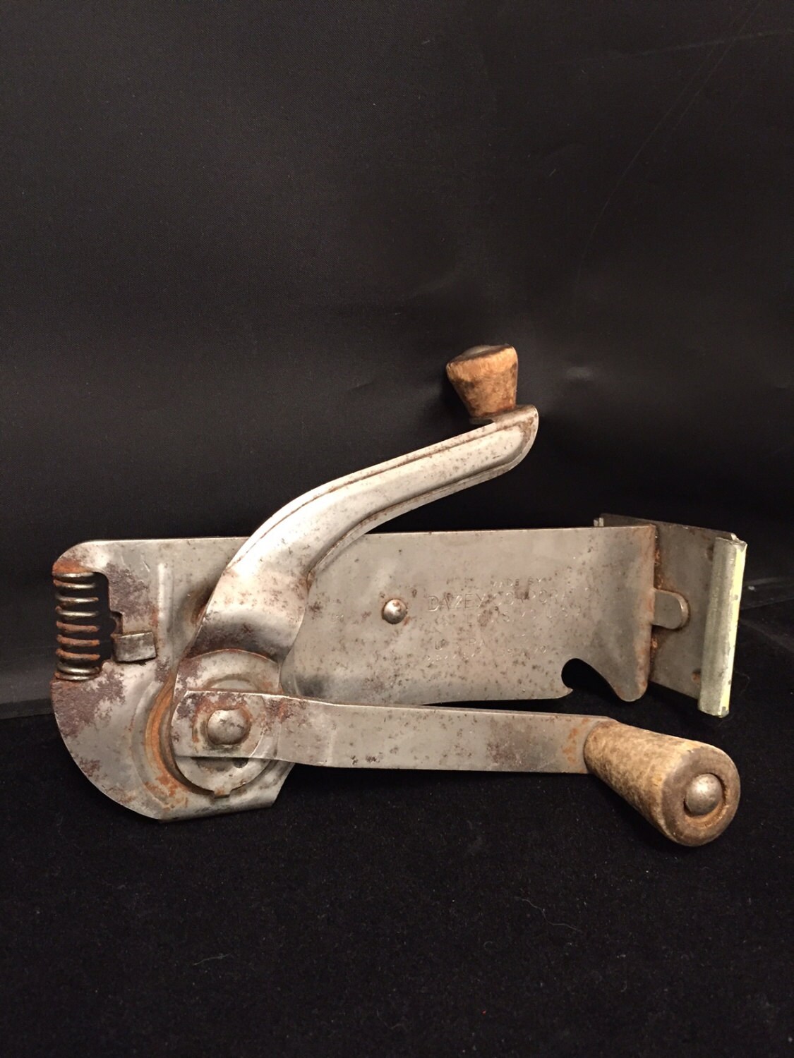 Vintage Can Opener Wall Mount Wood Handles Dazey Senior