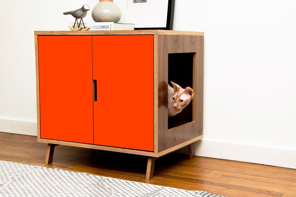Mid Century Modern Cat Litter Box Furniture LARGE Cat Litter