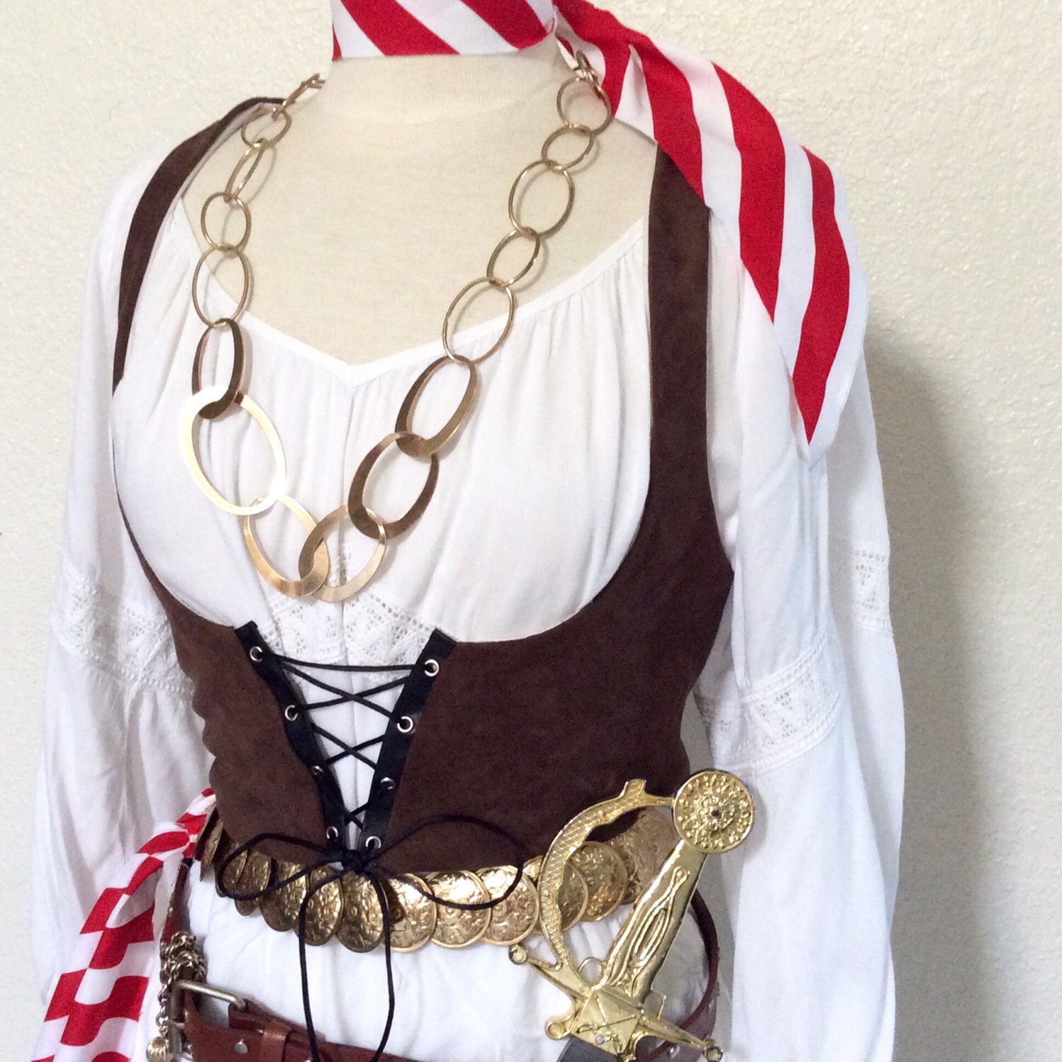Women's Pirate Costume Including Jewelry A Blouse