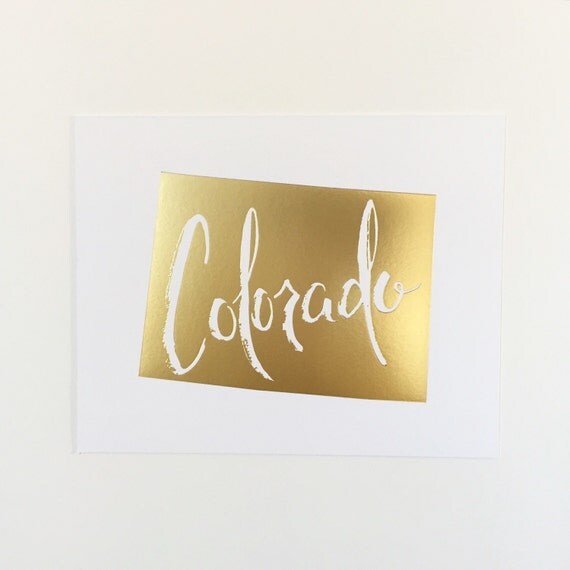 Colorado Gold Foil Letterpress Art Print by IndieOlive on Etsy