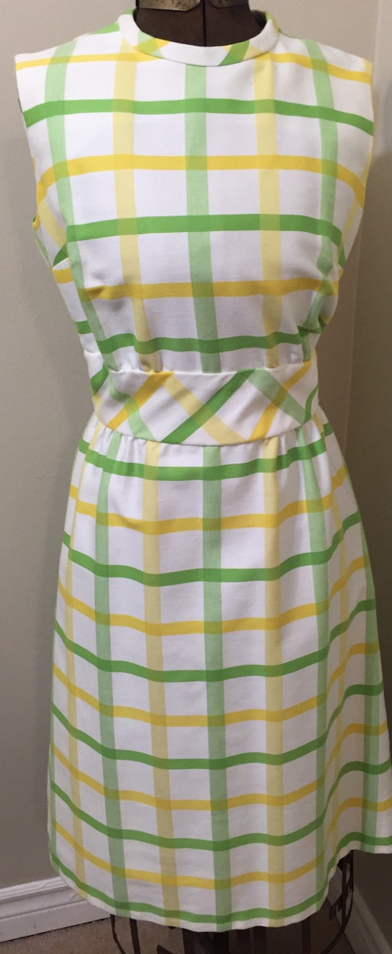Gorgeous Bright Yellow Green & White sleeveless Mod by LyndiLane
