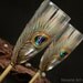 Wedding Set Peacock Feathers Wedding Toasting Champagne Flutes and Cake Server set, Hand Painted,set of 2