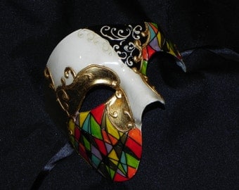 Phantom of the Opera Mask with Multi-Color, Black and Ivory