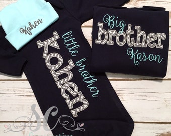 Big Brother Little Brother Outfits / Personalized Shirts for Boys / Big Brother Toddler Shirt and Baby Gown / Big and Little Shirts
