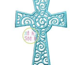 Scroll Cross Embroidery Design For Machine Embroidery INSTANT DOWNLOAD now available