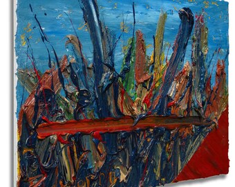 SOLD - Oil Painting 20 by 16 by 3/4 in. / original oil painting vintage impressionist art abstract landscape seascape deco