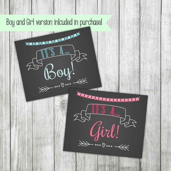 It's A Girl Printable Sign It's a Boy Chalkboard