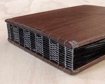 wedding photo album or scrapbook Black Walnut wood unique wedding anniversary gift memorial album rustic fall wedding - made to order