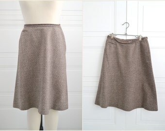 Items similar to Vintage Brown Wool Pencil Skirt 24