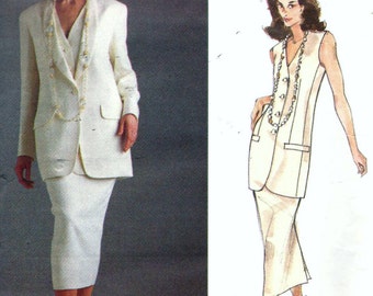 Vogue 1165 Donna Karan DKNY Misses Jacket Vest And Skirt Sewing Pattern UNCUT Size 6, 8 And 10