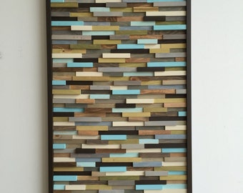 Abstract Painting on Wood - Reclaimed Wood Art Sculpture - Modern Wall Art- 24x48