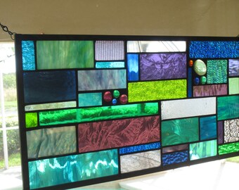 PEACOCK stained glass panel