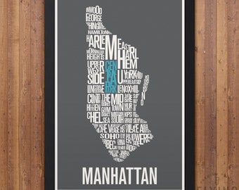 New York City (NYC) Neighborhood Map Print