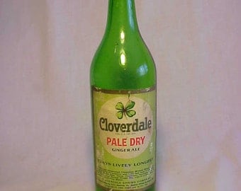 1930s Cloverdale Pale Dry Ginger Ale Cloverdale Spring Co. Newville, PA. , Green 16 Ounce Soda Bottle with paper label