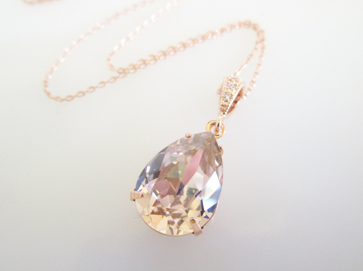 Blush Rose Gold Necklace Bridesmaid Necklace Bridal