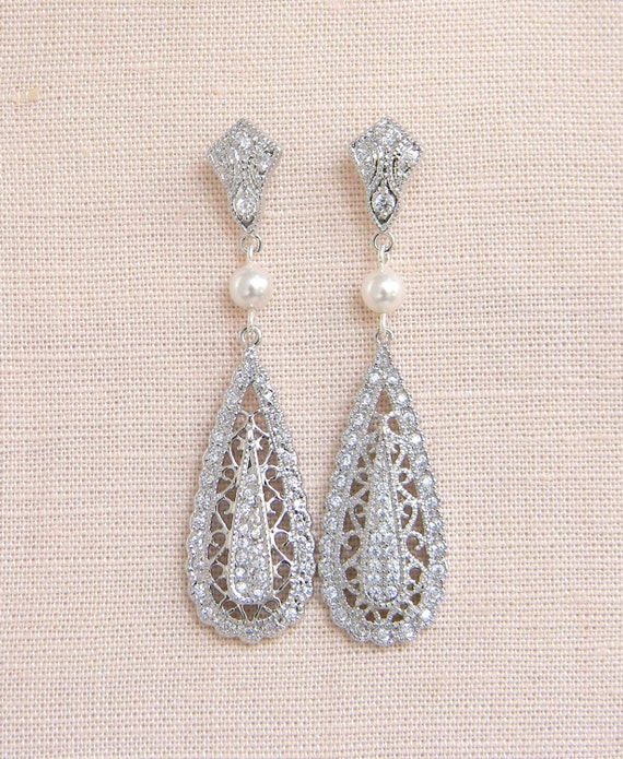 Crystal Bridal earrings Wedding jewelry Swarovski Crystal