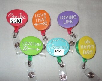 Retractable Lanyard with Words, Sayings, ID, badge reel