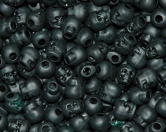 Flat Black Skull Beads made in USA, for halloween paracord crafters survival jewelry makers