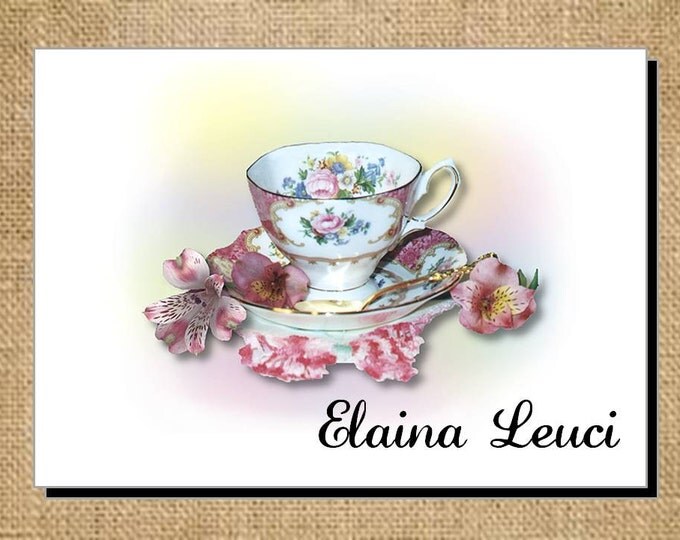 Beautiful Personalized Alstroemeria Tea Note Cards - Invitations - Thank You Cards