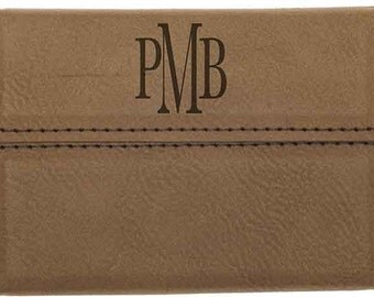Custom Engraved Leather Business Card Case - Groomsmen Gift - Father's Day Leather Case - Groomsman Business Card Case
