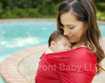 USA made Beachfront Baby Wrap Carrier- SAFE water babywearing at the beach, pool, water park or in the shower- Tropical Punch mesh
