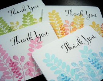 Stamped Thank You Cards Set of 4, Mother's Day Gift, Eucalyptus Notecards Set, Stationery Set