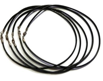 Black Leather Necklace - Bulk Necklaces - 18" - 3mm Cord Diameter - Silver Findings - Lobster Claw Clasp - cowhide - Blank - DIY - blanks