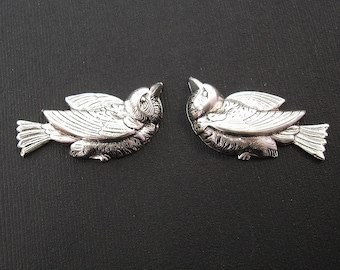 2 Birds Ox Silver Brass Stamping Jewelry Findings Jewelry Ornament no Hole.
