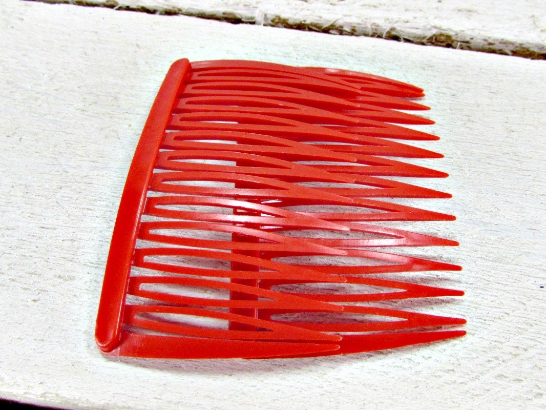 Vintage Red Hair Comb Set Goody Usa Plastic Hair Combs