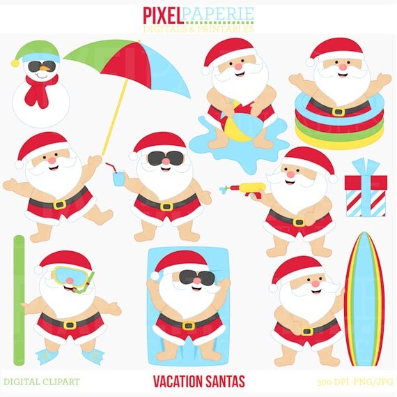 free clipart santa beach - photo #18