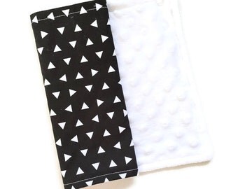 Baby Burp Cloth Black Triangle Remix - Minky Burp Cloth - Black Burp Cloth - Baby Shower Gift - Monochrome Burp Cloth - Triangle Burp Cloths