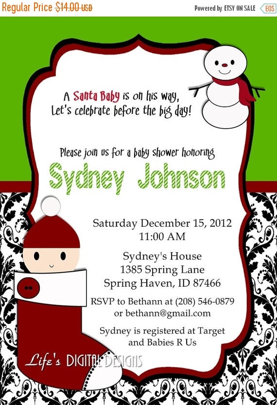 Christmas Baby Shower Invitations Santa by LifesDigitalDesigns