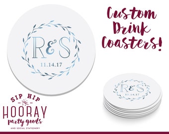 Monogrammed Coasters, Drink Coasters, Wedding Coasters, Custom Favors, Wedding Favors, Personalized Favors, Custom Coasters, 1162, 1322