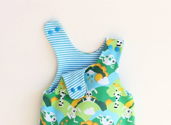 JUMPY Baby Romper sewing pattern Pdf, REVERSIBLE Jersey Woven Harem ...