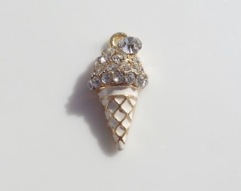 Rhinestone Ice Cream Cone Pendant, 2CT (Y41)