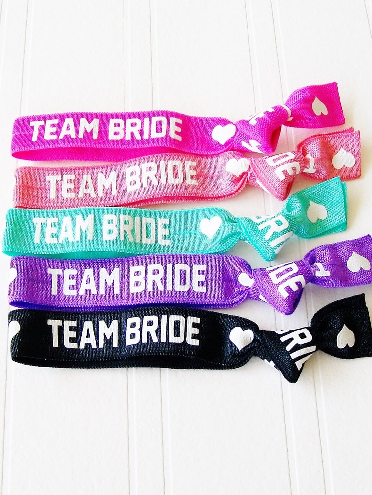 Team Bride Hair Ties Bridal Shower by LuckyGirlHairTies on Etsy
