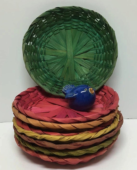 Wicker Paper Plate Holders / Set of 8 by TheVintageRoad2Retro