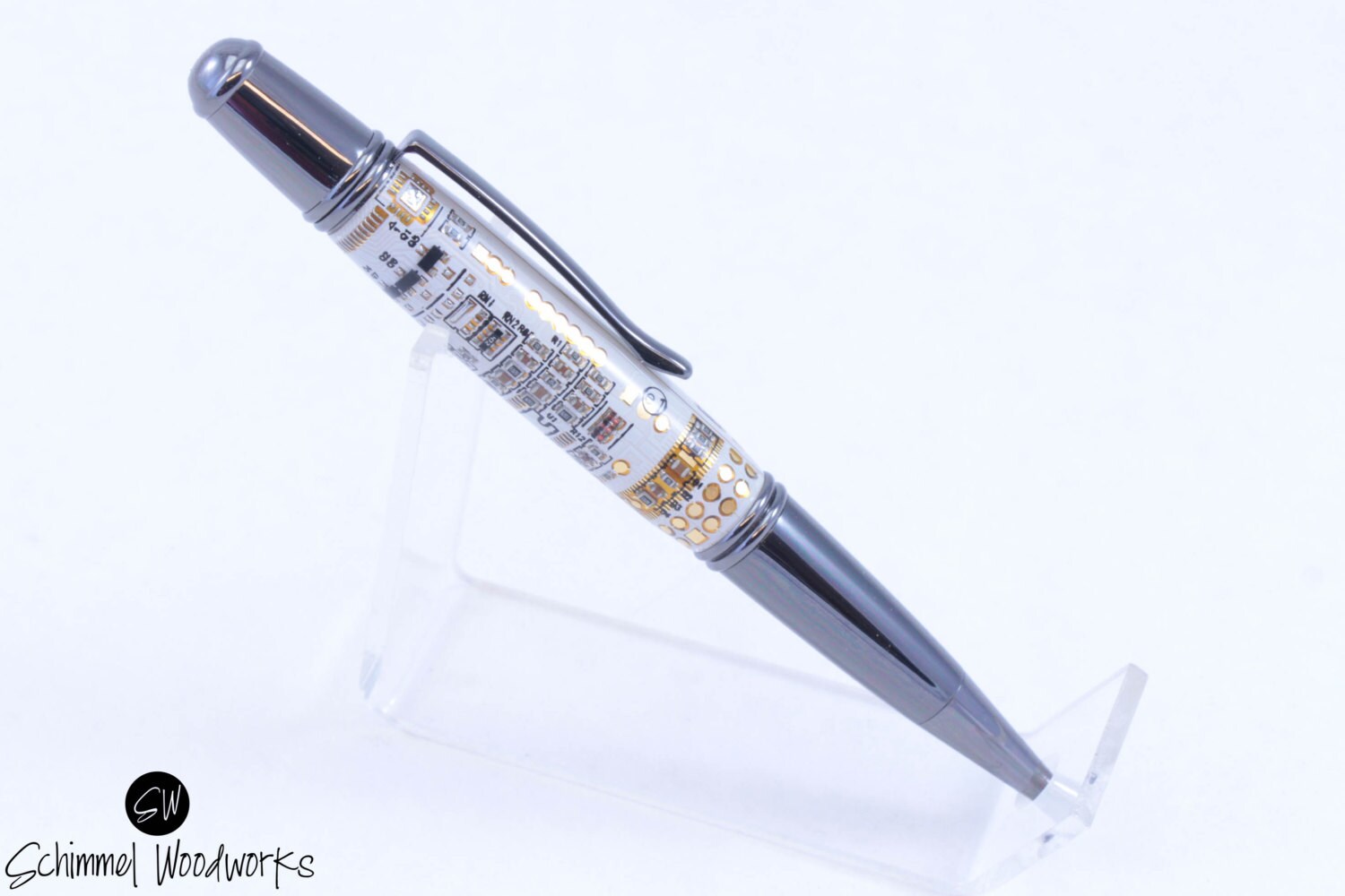 Stunning White Circuit board Pen, Handmade Schimmel pen made