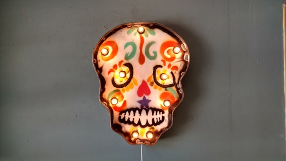 Sugar Skull light up vintage style marquee sign