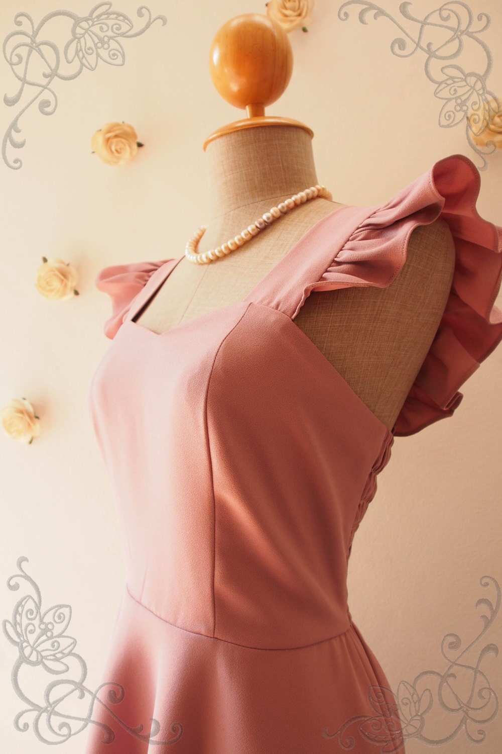 Olivia Dusky Pink Bridesmaid Dress Dusky Pink Dress by Amordress