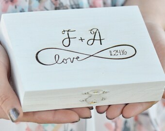 Personalized infinity ring bearer box- wedding ring box- infinity love ring bearer box