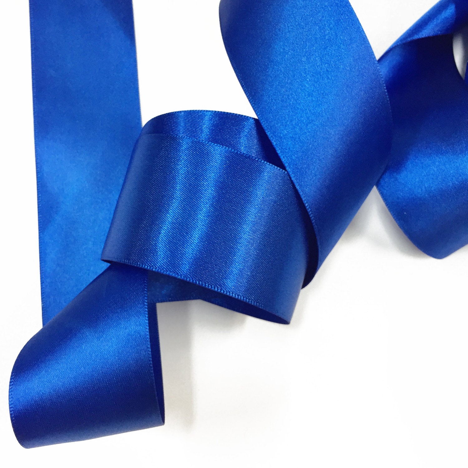 Blue Cobalt Navy Ribbon DoubleFaced Yellow Satin Ribbon Trim