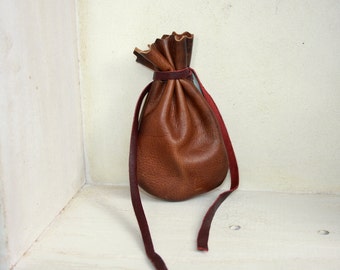 Leather Drawstring Bag | Finished Leather Pouch | 3.5 by 5.5 inches to 7.5 by 9.5 inches | Bulk Orders Discounts
