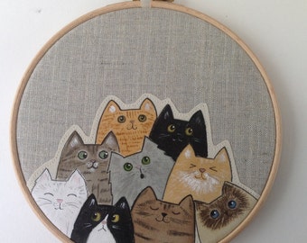 Items similar to Custom Designed Cat Hoop, Typography Kitty Embroidery ...