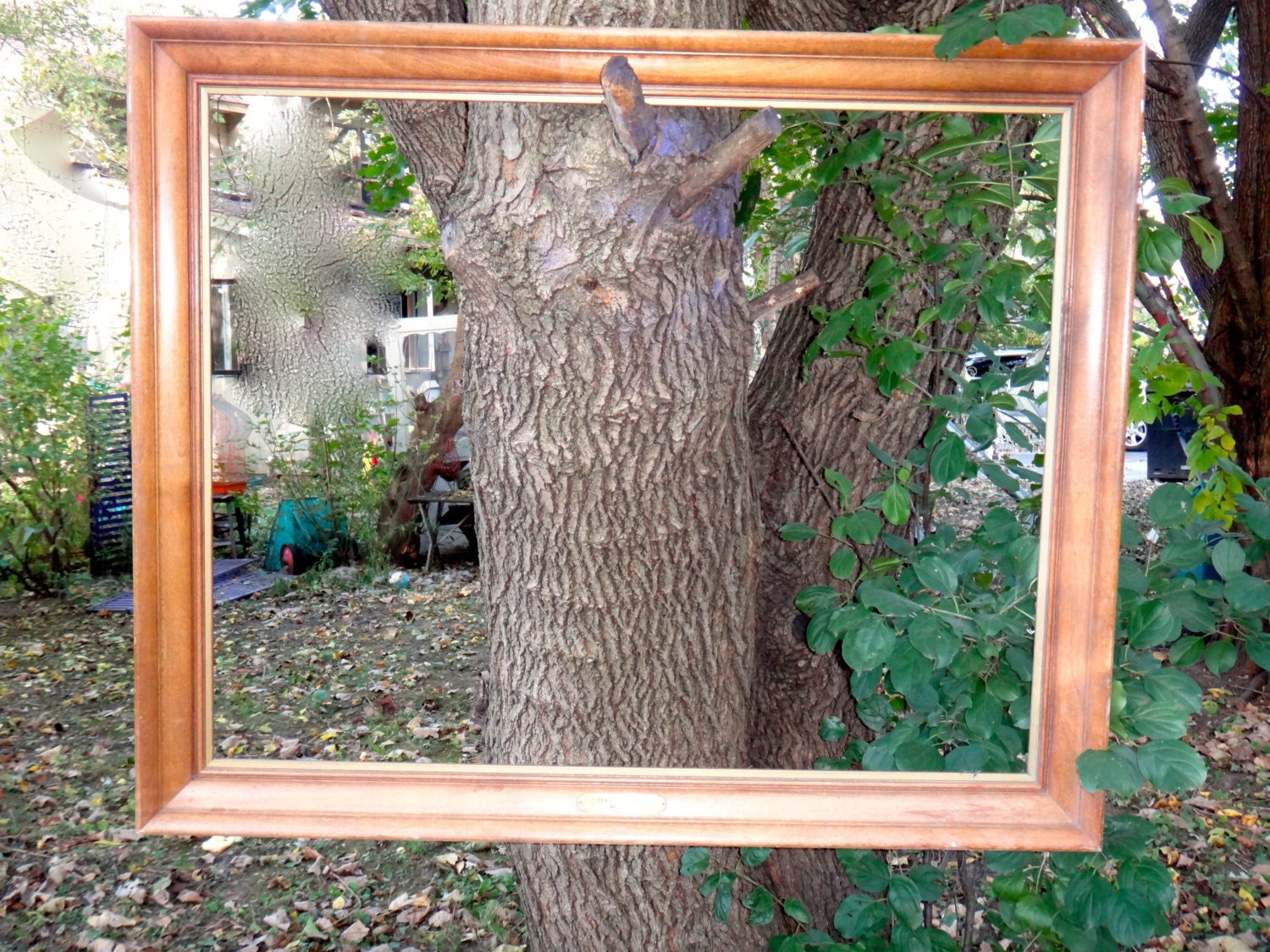 Wood Frame Large Frame Brown Frame Wooden Frame by CasaKarmaDecor